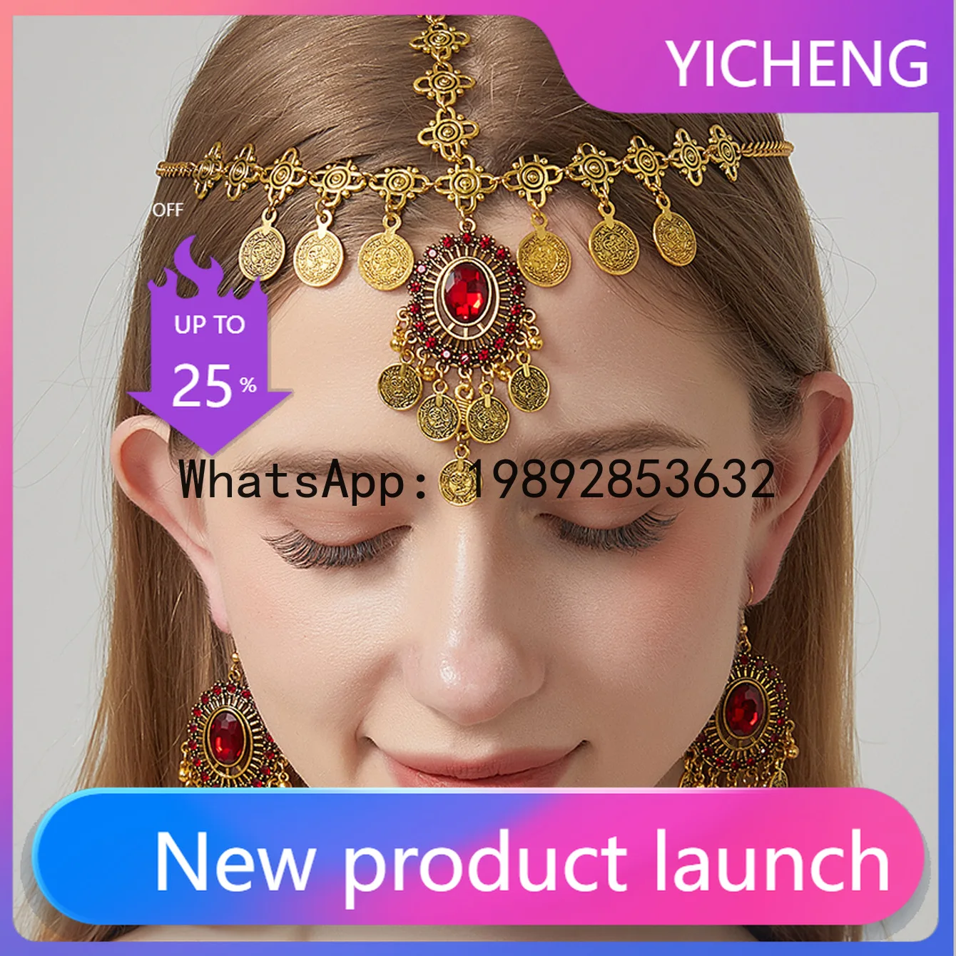 

Lyy ethnic-inspired statement hair accessories: layered tassel headbands, bohemian diamond-accented forehead chains & earrings