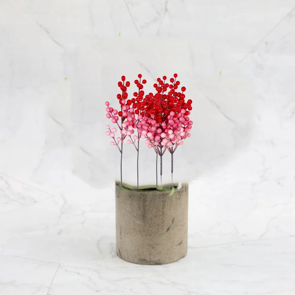 Guirnalda de Bayas Rojas Artificiales de 40 cm de Largo, Juego de 3 Ramas para Decoración del Hogar y Fines de Decoración Estacional