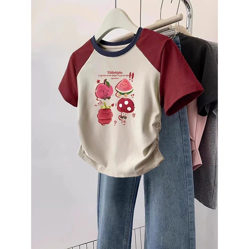 

Dopne Summer 2025 round Ne ort Sve T-irt Oversize Versatile Base Layer irt Commute Sle Korean Version Cotton ...