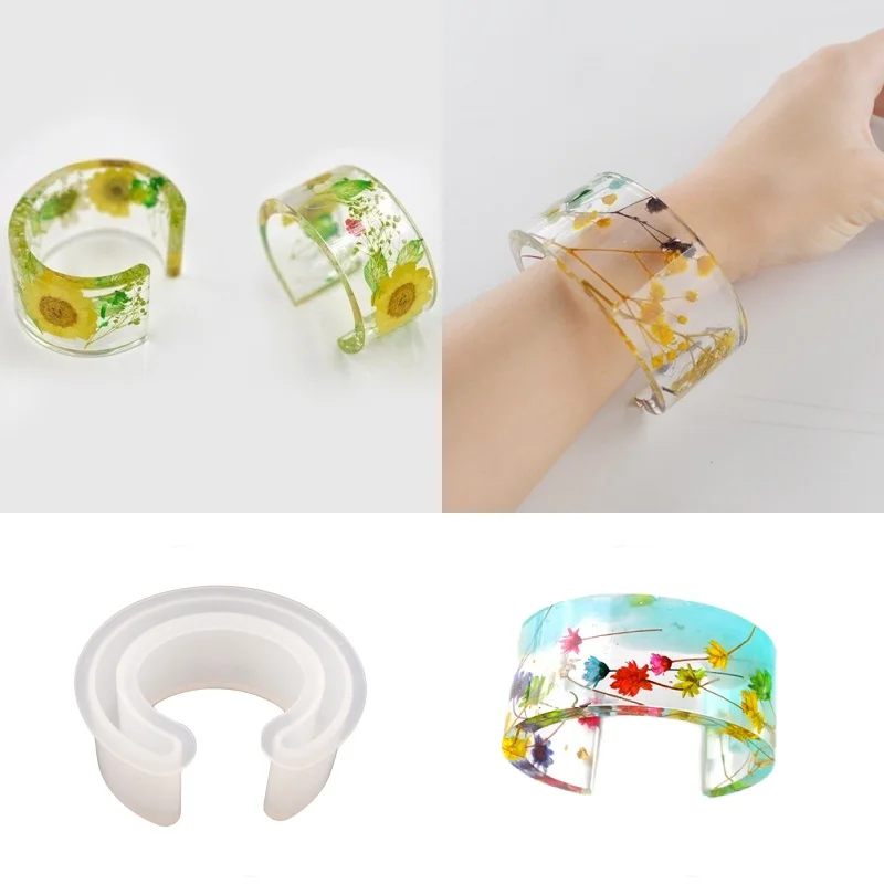 1pcs Bracelet Crystal Silicone Mold DIY C Shape Opening Bangle Casting Epoxy Resin Molds Creative Crafts Jewelry Making Tools