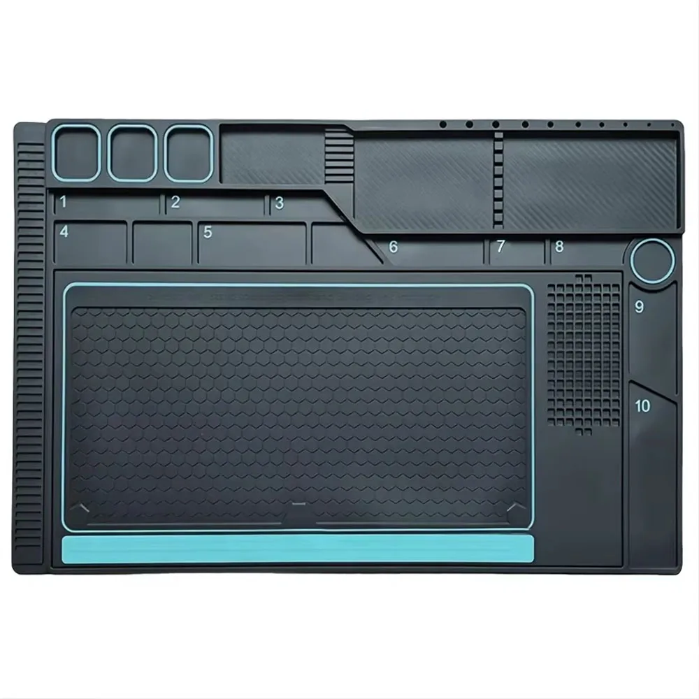 Multifunctional Silicone Repair Mat with Screw Fixing & Tool Storage Groove Welding Pad for Phone Laptop PC Motherboard Repair