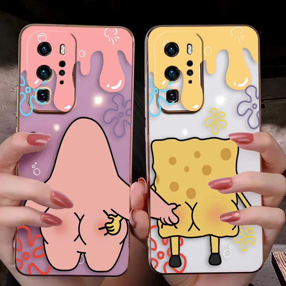 

Cute S-SpongeBob Cartoon Cover Smooth E-TPU Phone Case Huawei MATE 20 20X 30 40 P20 P30 P40 LITE MAGIC 5 PRO Y9 PRIME Case Funda