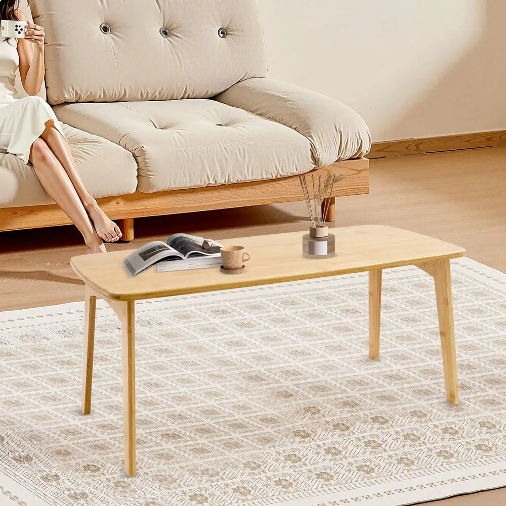 Floor Table Foldable Low Coffee Table For Sitting On Floor, Portable Japanese Style Bamboo Tea Table Spacious 31.5 Desktop, 110