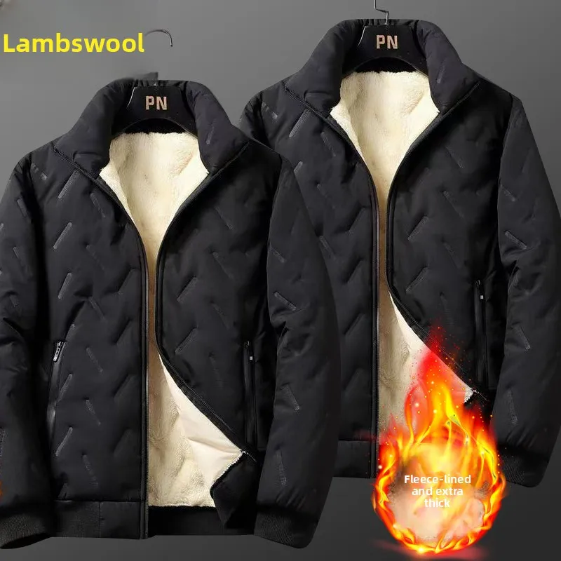 معطف شتوي رجالي من القطن الدافئ Jaet Lamb مخملي فضفاض مناسب ومقاوم للاهتراء ومتين معطف شتوي Faion Urban Sle ort Length