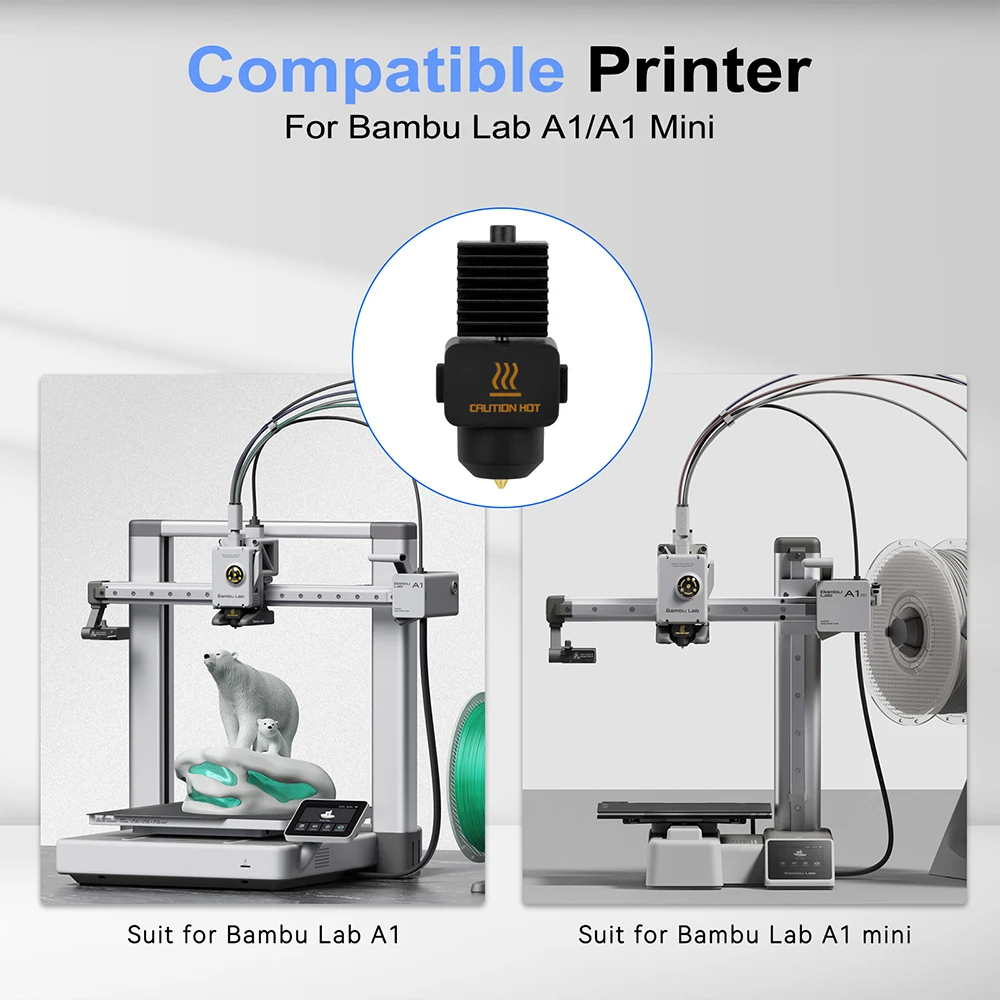 Für Bambu Lab A1/A1 Mini Hotend Kit 0,2/0,4/0,6/0,8mm Edelstahl DLC Gold Düse Hot End für Bambulab A2L 3D-Drucker Teile – Detail 9
