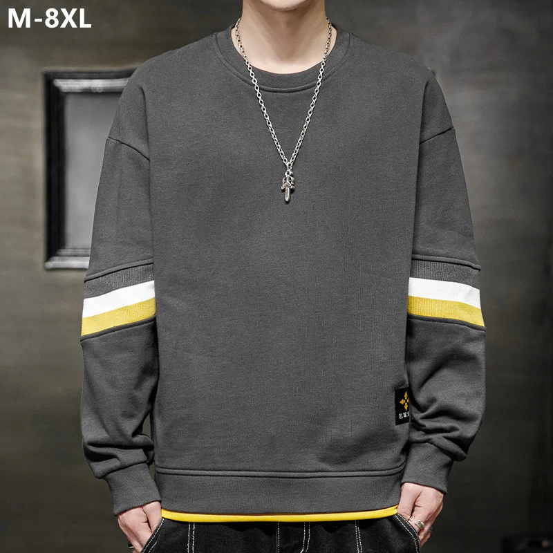 

8XL Autumn Pullover Young People Men Plus Size 7XL 6XL Spring Tops Long Sleeve Popular Sweatshirts Boys Sweater Male Streetwear