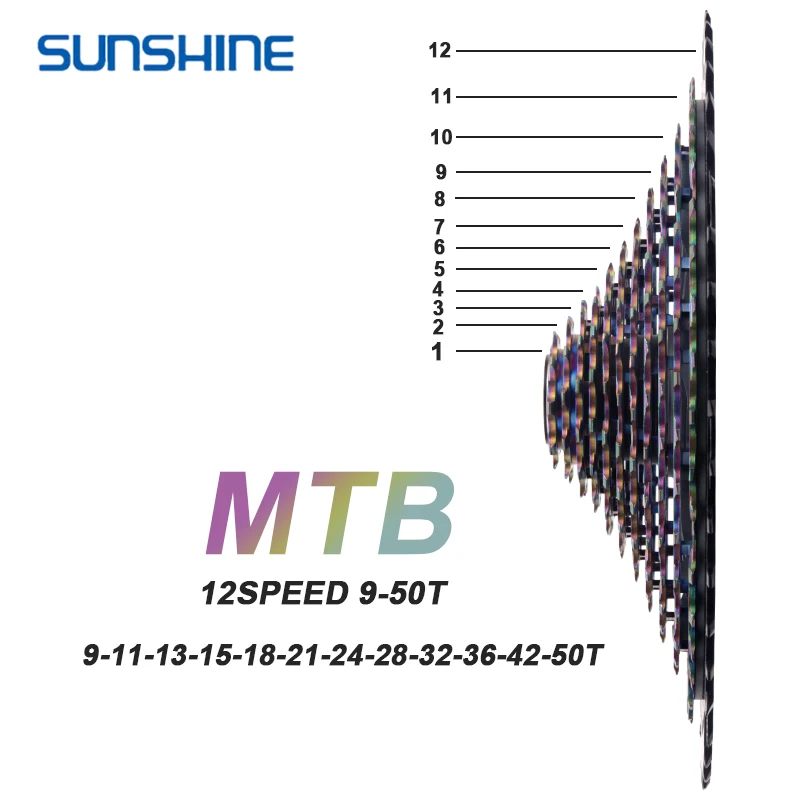 Sunshine XD Cassette 11S/12S CNC MTB Flywheel 10-50T 52T Sprocket 9-50T 9-42T Mountain Bike 12 Speed K7 for SRAM GX EAGLE