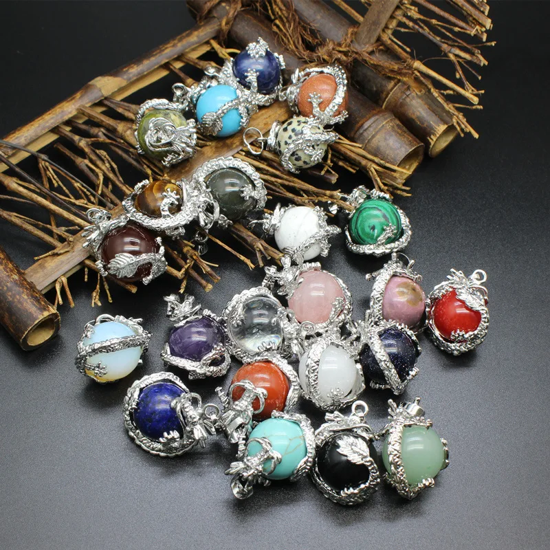 Ancient style national fashion Crystal for Man Women Dragon Ball Gem Stone pendant necklace