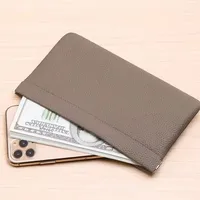 Self‑Closing Artificial Leather Long Wallet Passport Driver's License ID Holder Headphone Data Cable Storage Cash Pouch 3