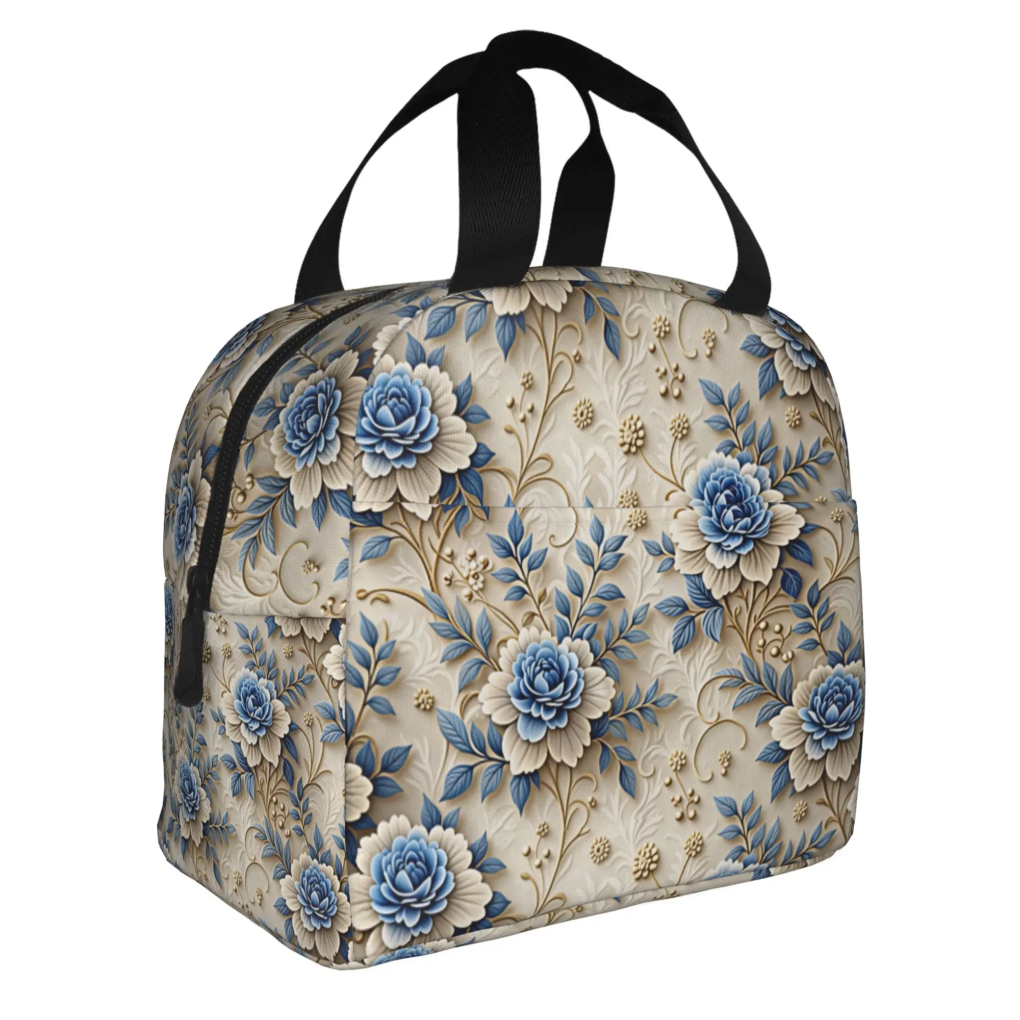 Fashion Trend 3D Flowers Lunch Bag Men Women Luxury High 3D Floral Cooler Thermal Insulated Lunch Box for School