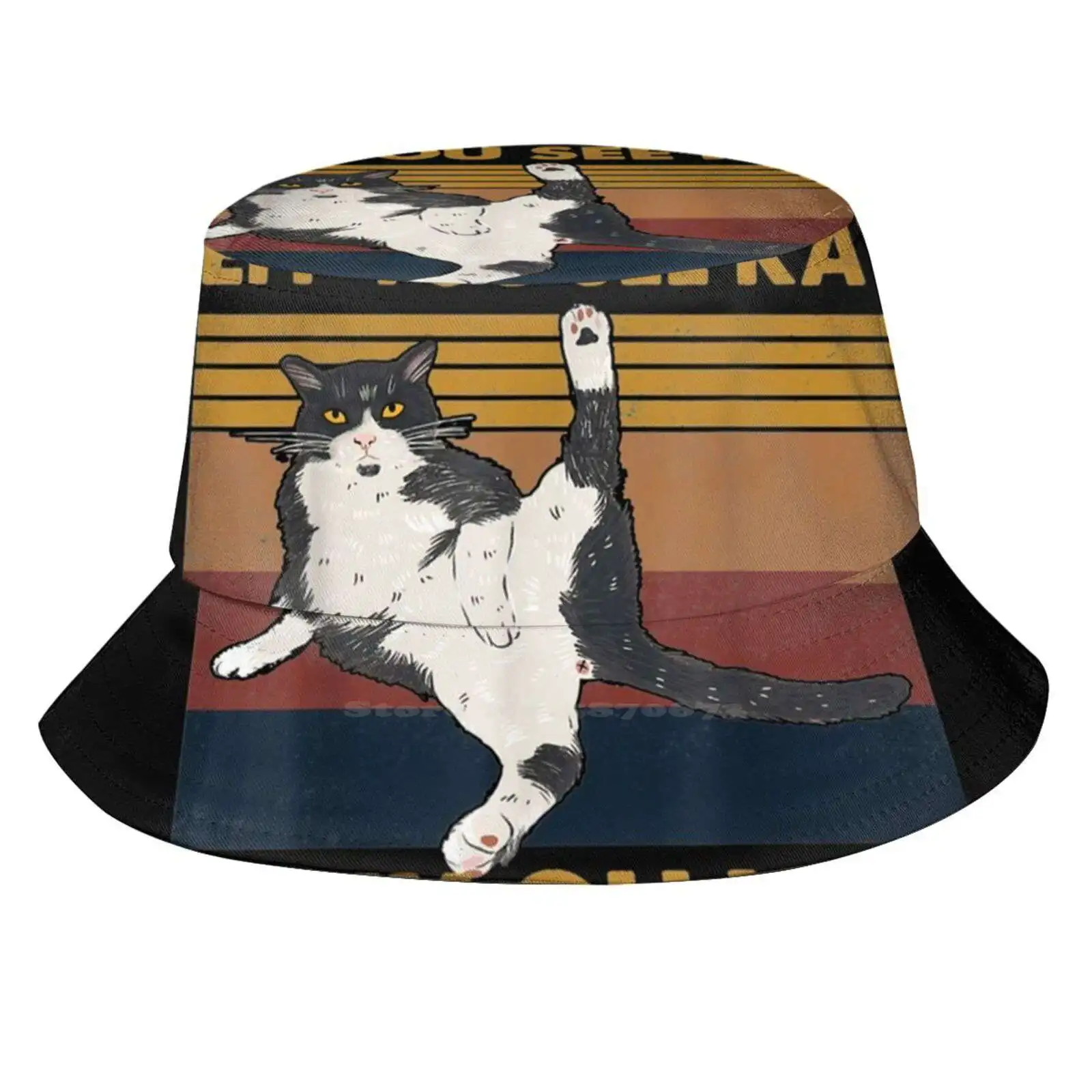 Eff You See Kay Why Oh You Cat Retro Vintage Korean Ladies Outdoor Sun Hat Bucket Cap Eff You See Kay Why Oh You Cat Retro