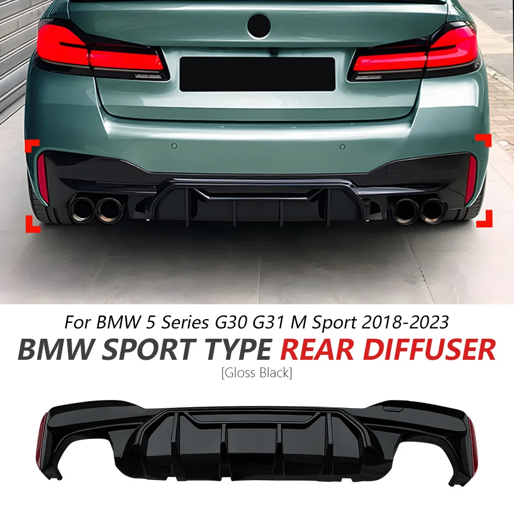 

Rear Diffuser For BMW 5 Series G30 G31 M Sport 2018-2023 Glossy Black Sport Rear Bumper Lip Spoiler Rear Lip Auto Accessories
