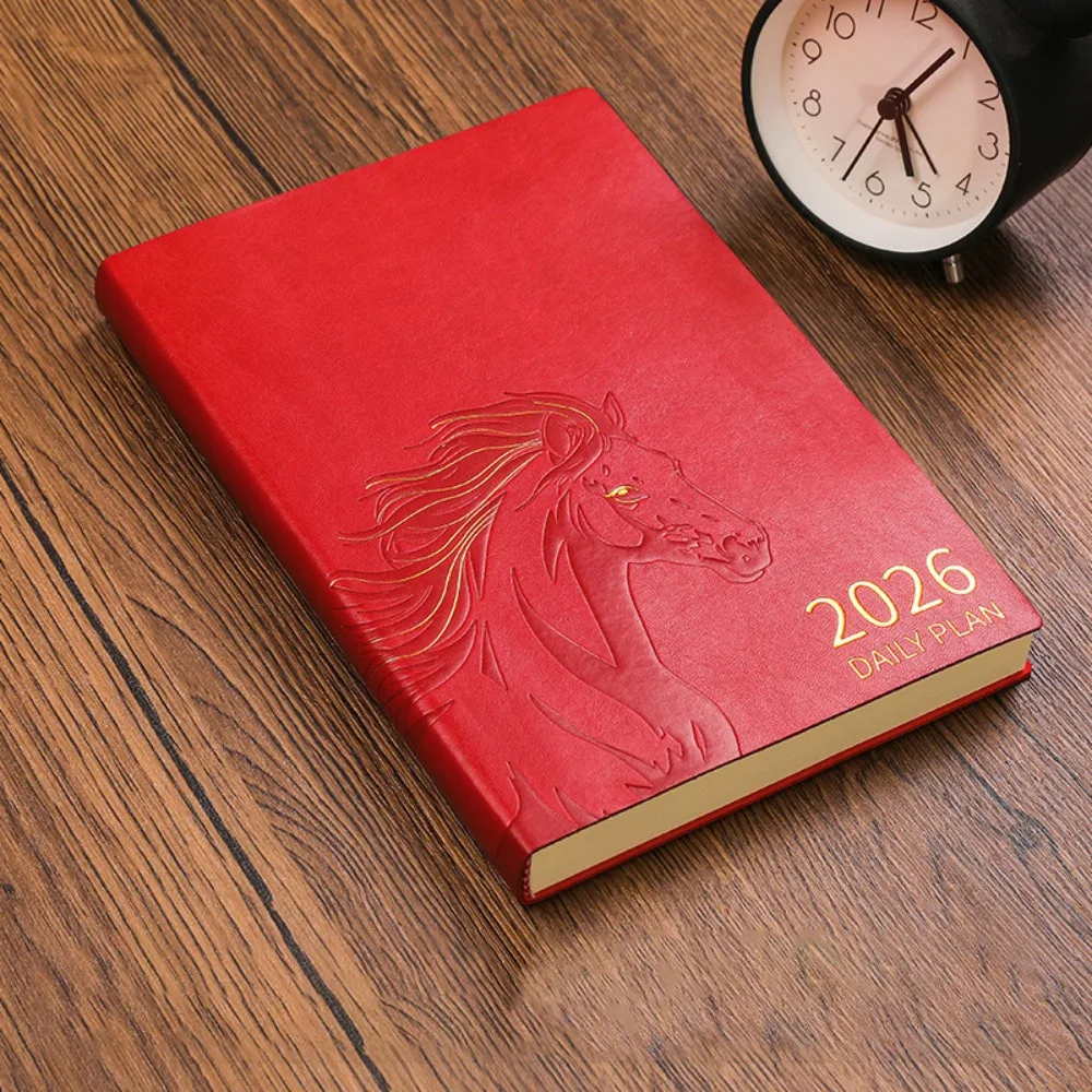 

Pu Leather 2026 Schedule Planner Notepad Wear-resistant 12 Months To-do List Notebook Bookmark Simple Diary Writing Pads