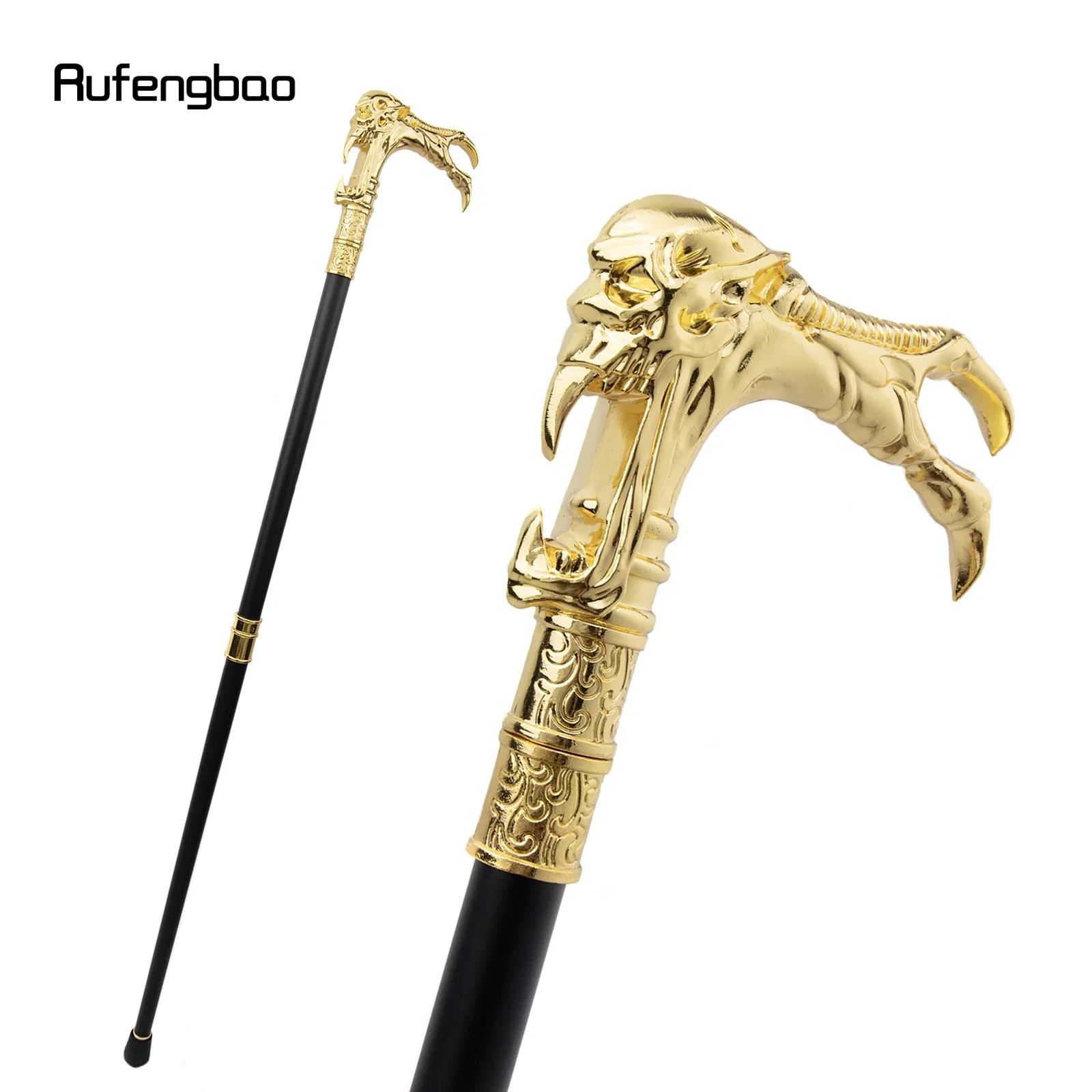 

Golden Ghost Skull Head Fashion Walking Stick Decorative Cospaly Vintage Party Fashionable Walking Cane Halloween Crosier 93cm