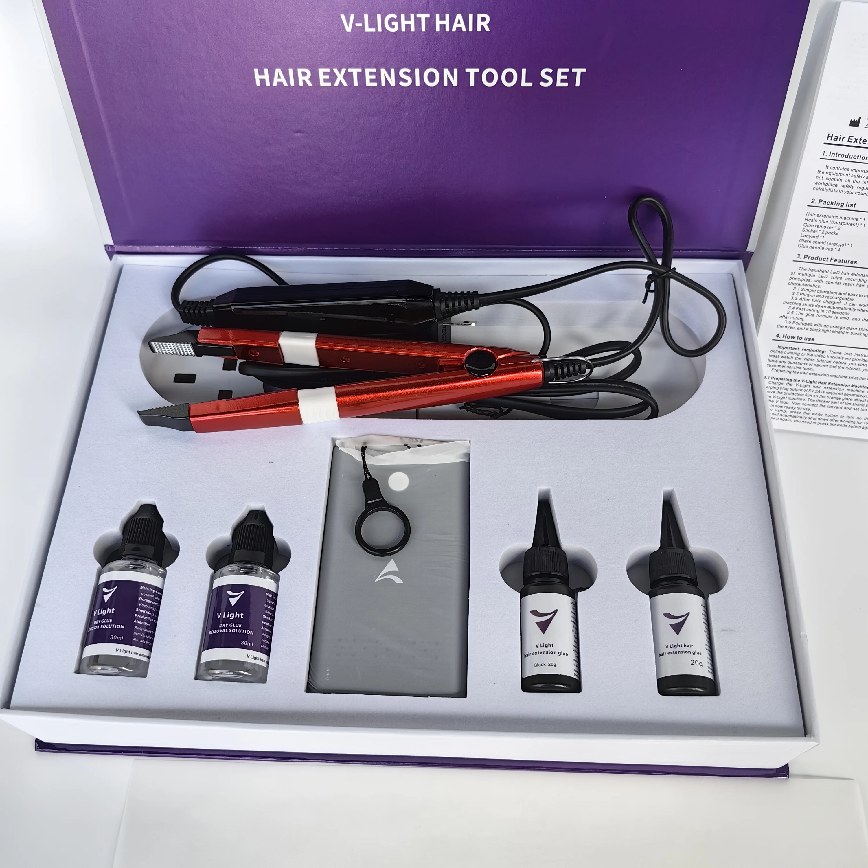 مجموعة علب هدايا لإطالة الشعر بضوء V عالية التقنية ، ملك ملابس التكلفة ، تم توريدها مباشرة من المصنع