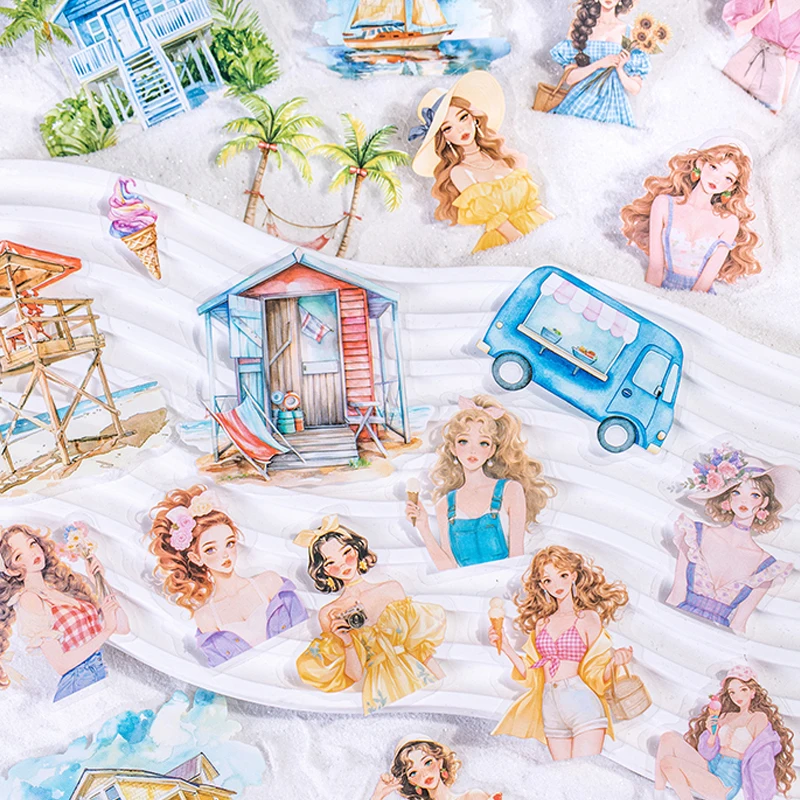 

Mr.Paper,kawaii Seaside Diary Series Aquascape Sticker Pack DIY handbook decorative stickers student supplies stickers aesthetic