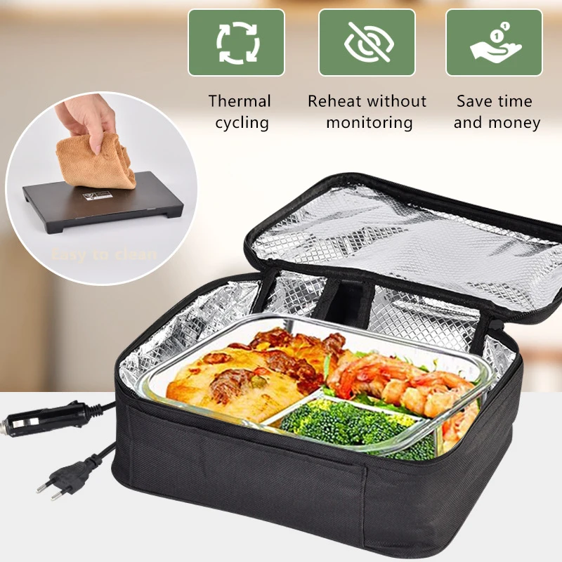 

Car Office Electric Heated Bag 12V 24V 110V 220V Food Lunch Box Heating Warmer Packet Camping Work Portable Mini Oven Heater