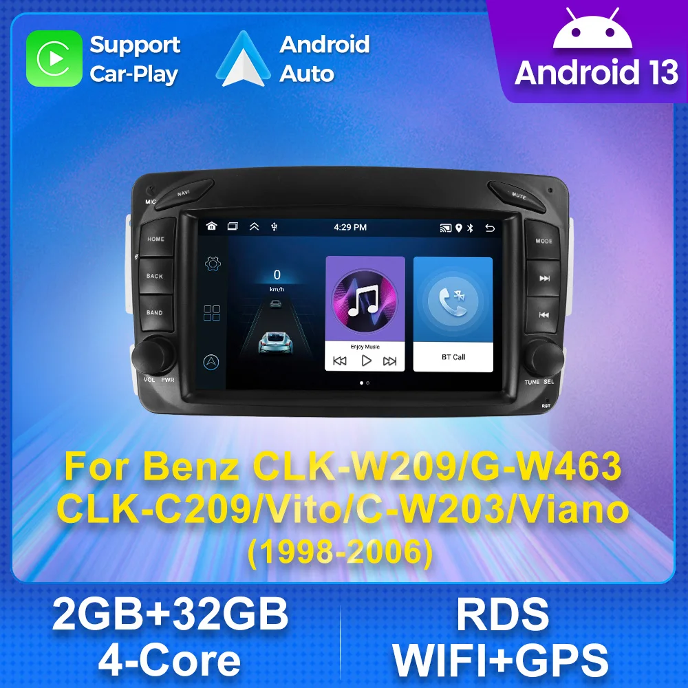 MEKEDE أندرويد 13 نظام السيارة الذكي راديو السيارة لمرسيدس بنز CLK W209 W203 W463 W168 Carplay سيارة مشغل وسائط متعددة