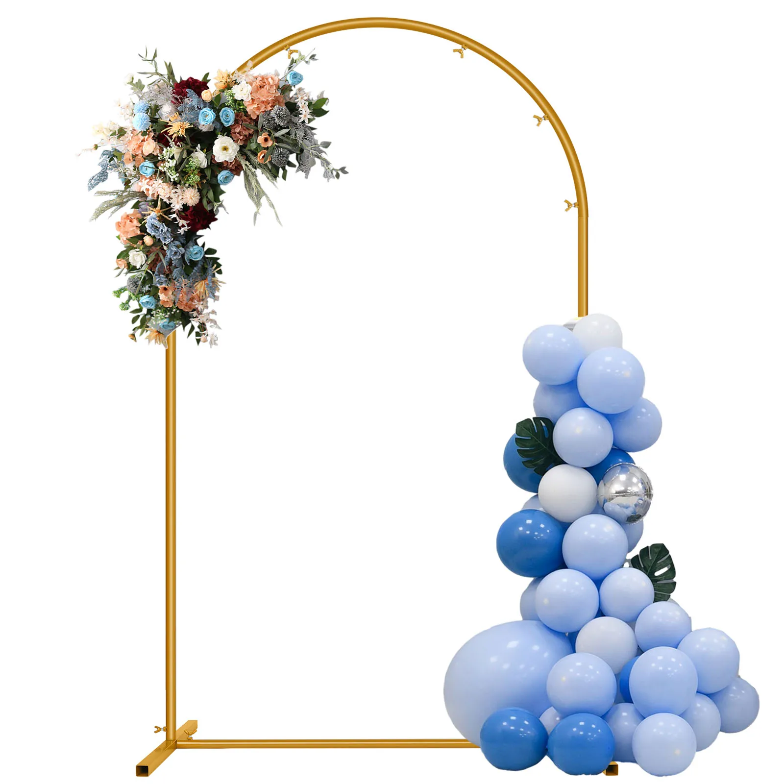 Kit de support de toile de fond en métal doré arqué, arche de présentation de ballons pour mariage et fête, support de fond d'événement tubulaire arqué pour la décoration