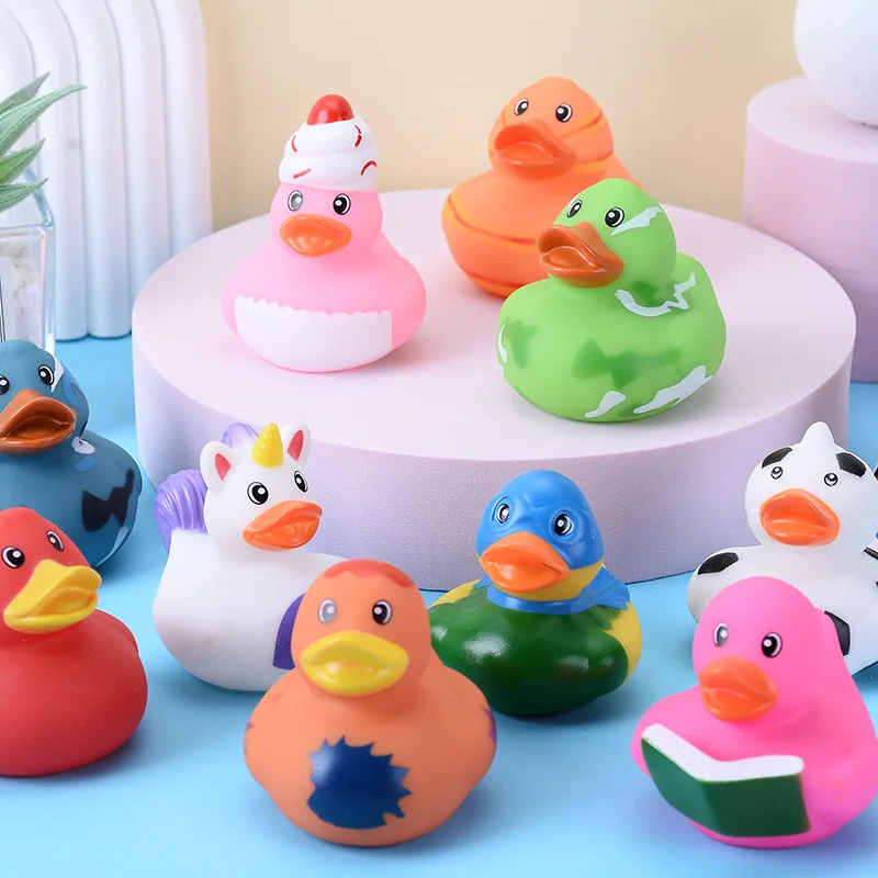 Canard en caoutchouc à presser, jouets de bain mignons, jouet de douche pour enfants, cadeaux de fête d\'anniversaire pour filles ou garçons,