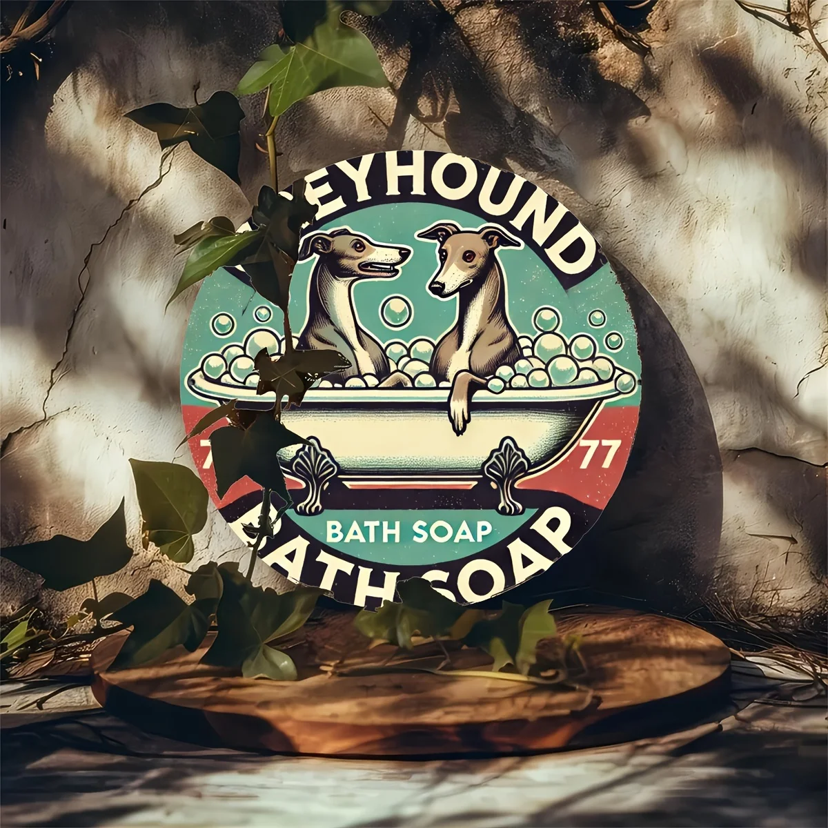 1pc of Greyhound bath soap round metal iron sign, iron wall art, suitable for home, bar, cafe decoration, iron 20x20cm (8x8 inch