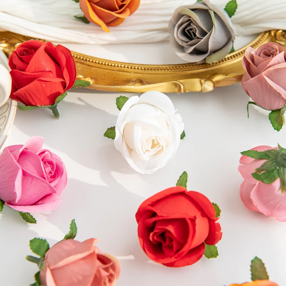 30/60 stuks Kunstbloemen Zijden Rozen Hoofd Bloemstukken Bruiloft Jurk Decoratie Festival DIY Cadeaus Snoepdoos Knutselwerk Haaraccessoires