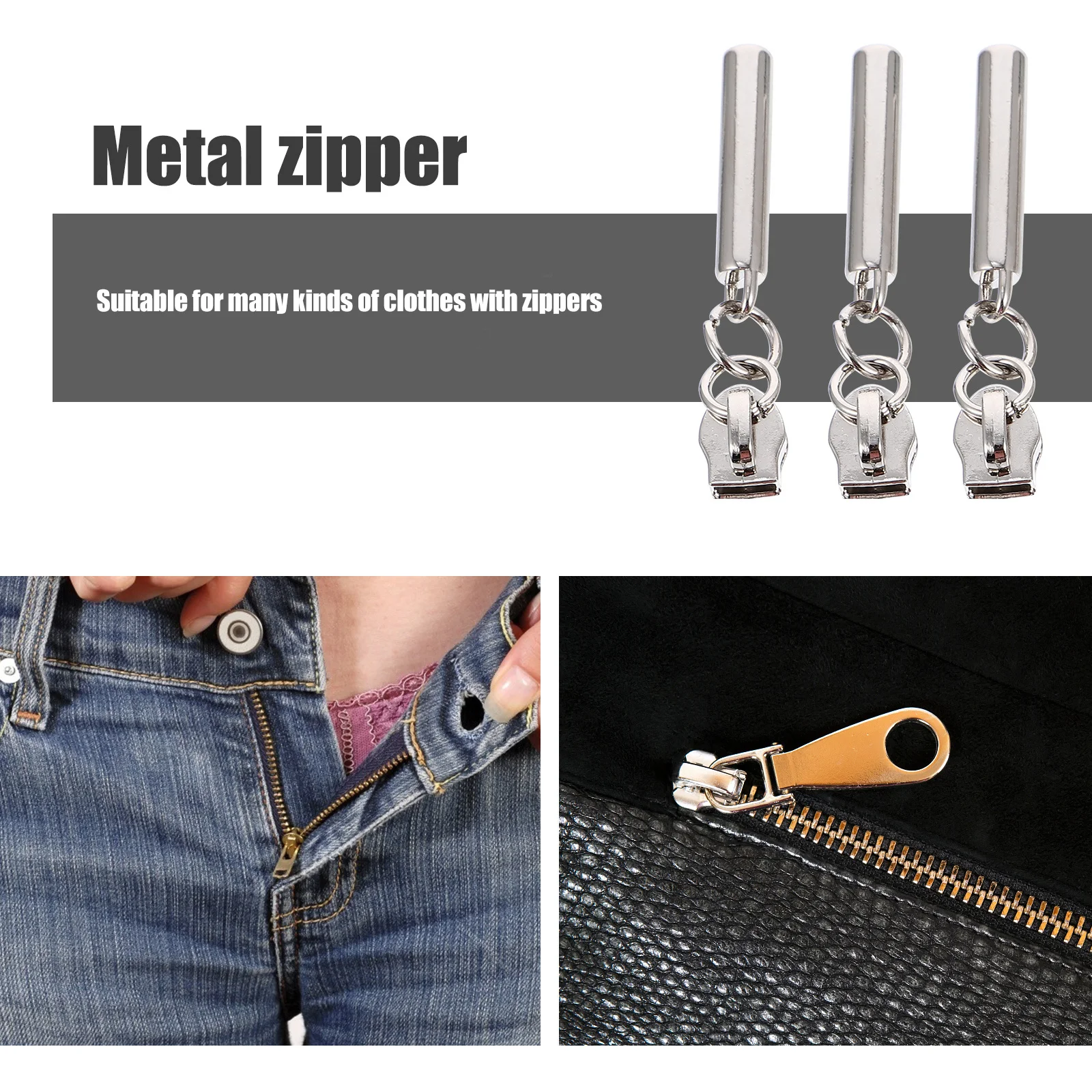 

10Pcs Premium Metal Zipper Pullers Easy Install for Backpack Suitcase DIY Accessories Zipper Pullers Repair Pull Tabs