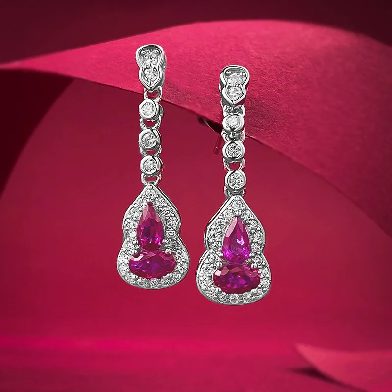 S925 silver powder gourd earrings artificial simulation diamond jewelry earrings for women