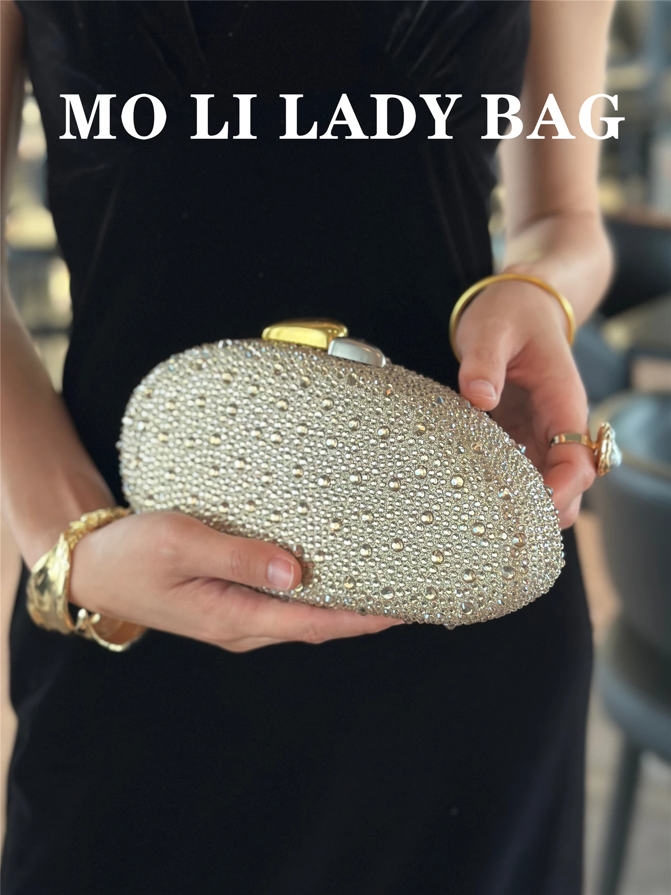 

New Fashionable Sparkling Diamond Embellished Evening Bag Wedding Clutch Women's Handbag Elegant Lady's Purse Shape