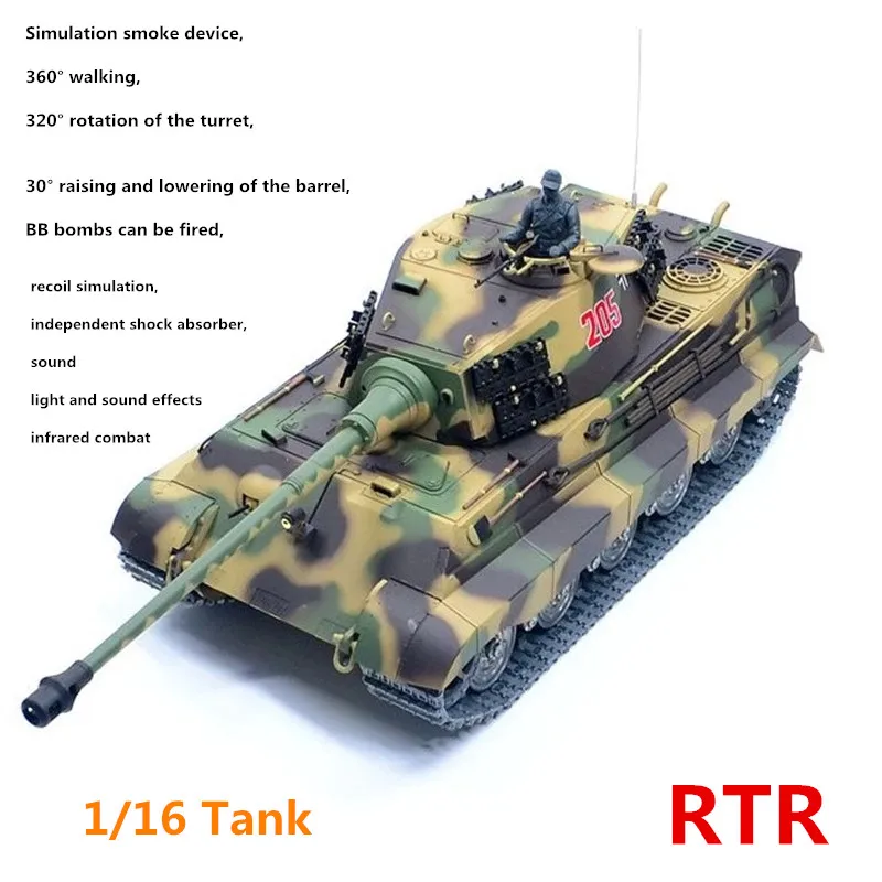 New RC Tank 1/16 Rechargeable Remote Control Tanks 65cm Camouflage RC Tank Sound Effects Military Tank RC Car Toy For Boys