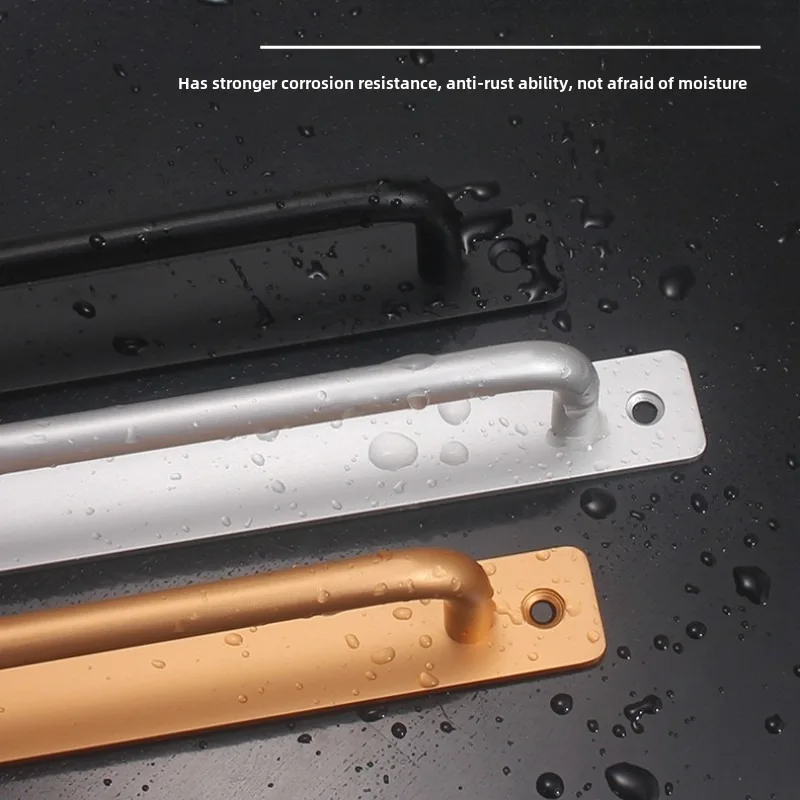 1/4 Stück Schiebetürgriff aus Aluminiumlegierung, Push-Pull-Türgriff für Tor und Toilettentür, bohrfreie Griffe, Möbelbeschläge – Detail 3