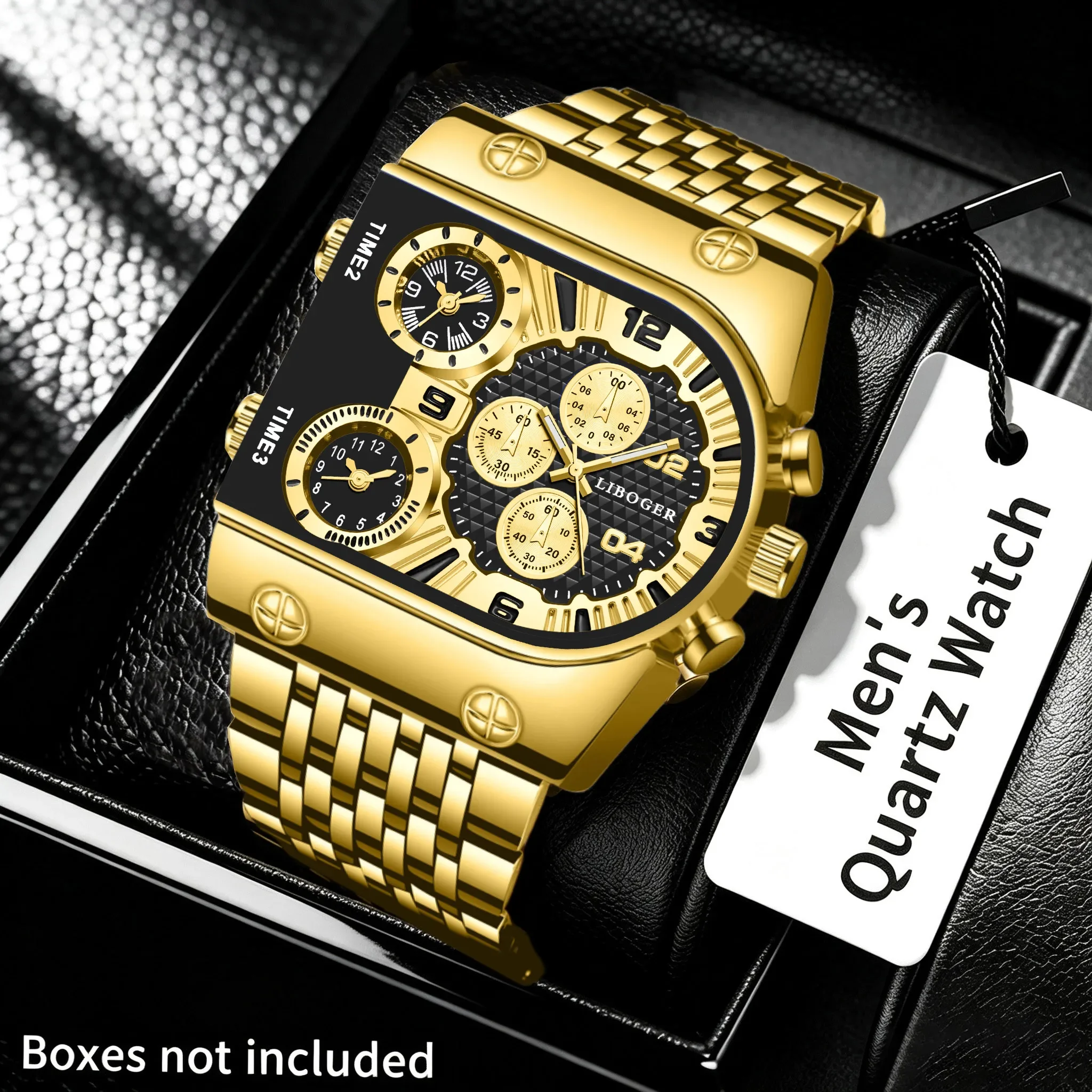 1 piece new men's trendy fashion large dial handsome business quartz watch, stainless steel strap, suitable for daily wear