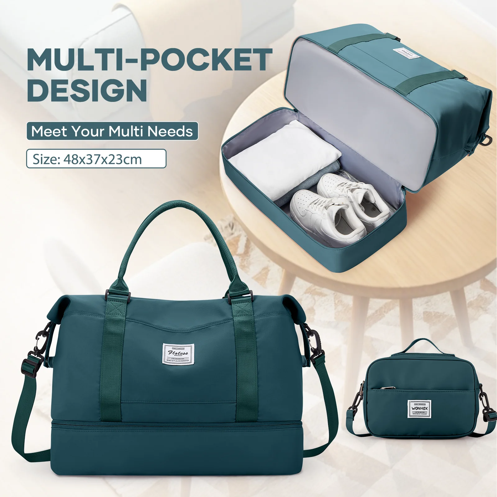 

Large Capacity Lightweight Travel Duffle Bag Carry-On Luggage for Women Men, Weekend Gym Bag with Shose Compartments, Travel Bag