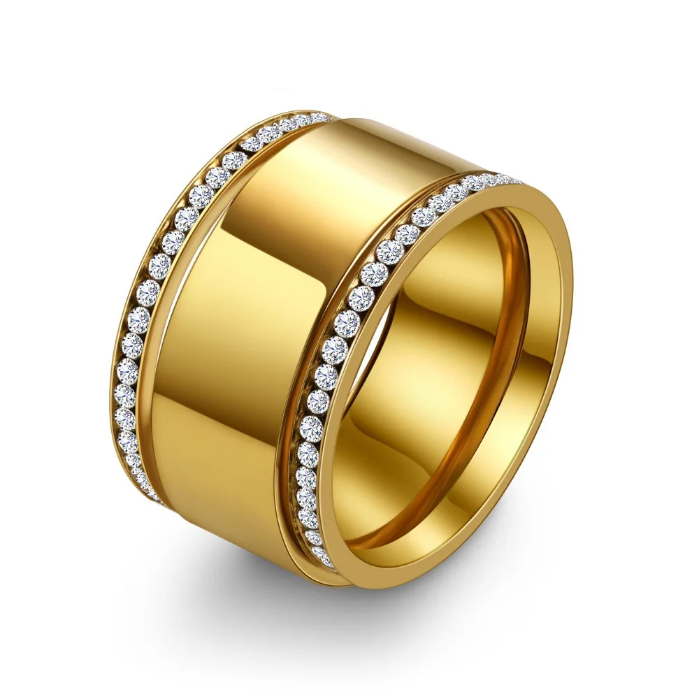 

5 шт. водонепроницаемые анти-танкированные гипоаллергенные ювелирные изделия из нержавеющей стали с позолоченным цирконием, комплект обручальных колец для мужчин и женщин