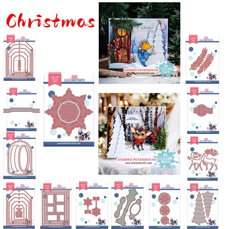 عيد الميلاد يموت زجاج قبة الغزلان الأسرة طويل القامة أشجار عيد الميلاد ندفة الثلج البريد التسمية ختم معدني Stencil ألبوم صور ورقة النقش #1