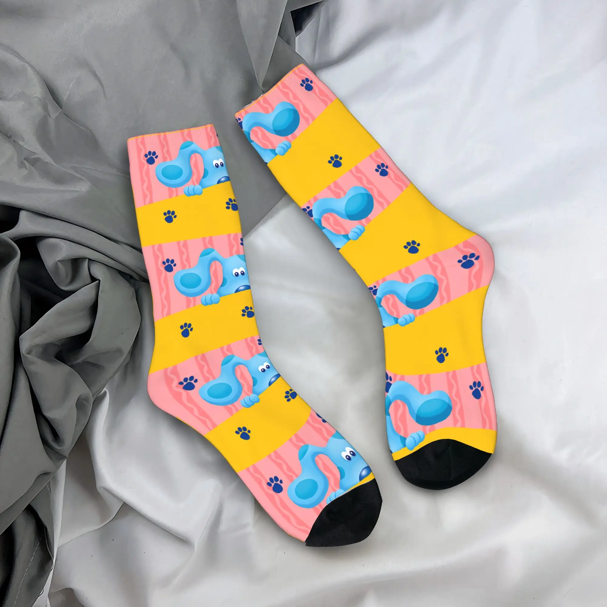 

Blue's Clues Collage Socks Cartoon Casual Stockings Men Breathable Outdoor Sports Socks Autumn Graphic Anti Skid Socks