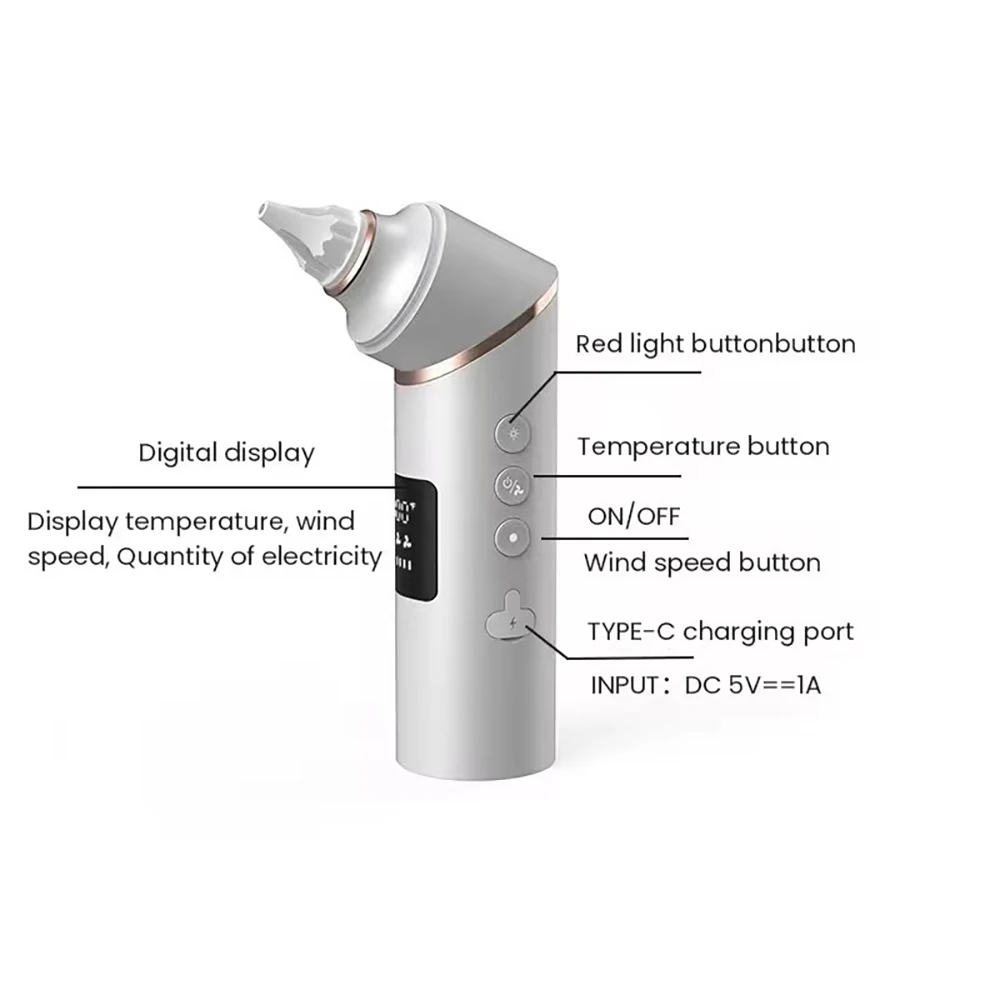 Intelligent Constant Temperature Low-Noise Ear Dryer For Drying Ear Canals To Prevent Bacterial Growth And Inflammation