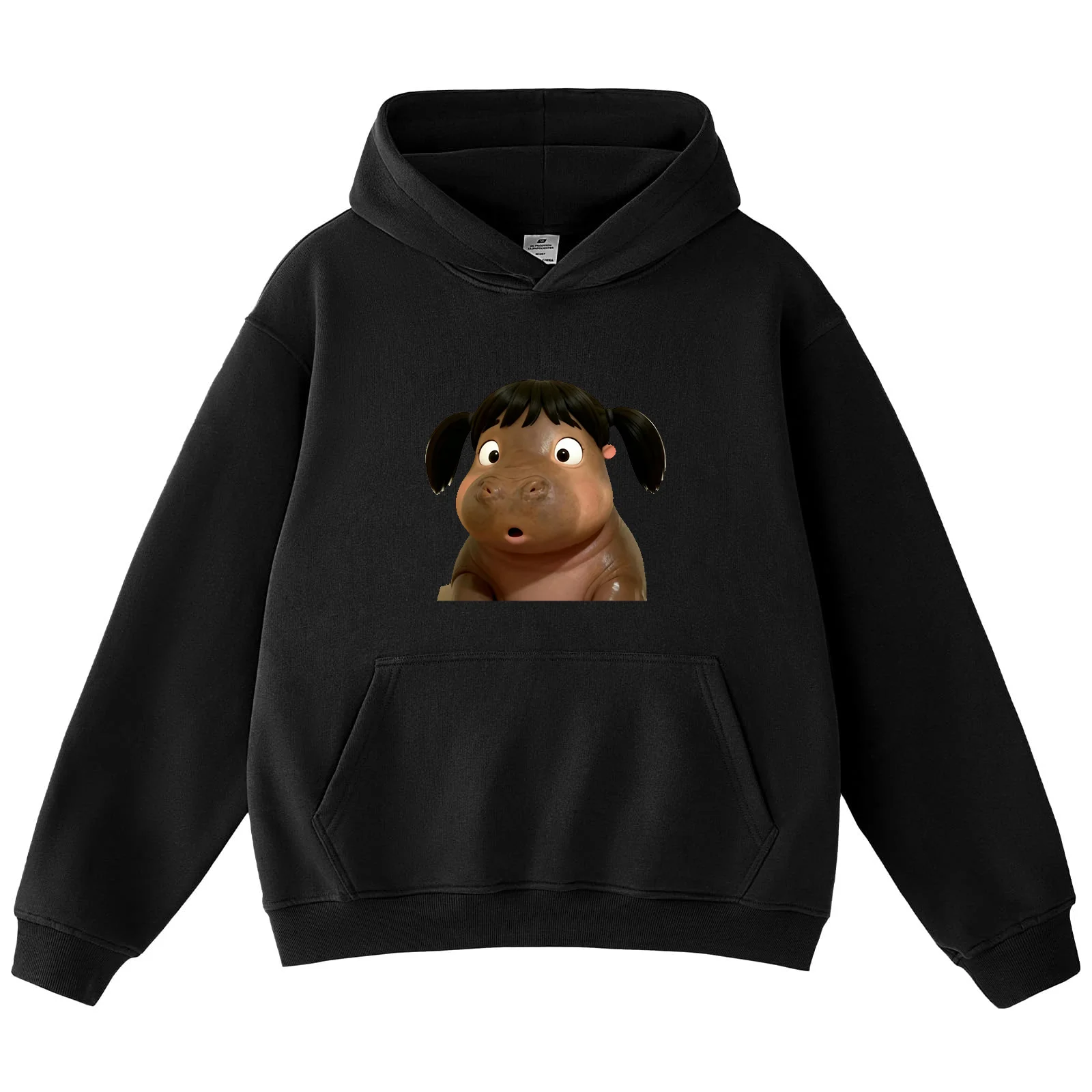 Felpa con cappuccio stampata per ragazza hipopótamo carina uomo donna oversize casual streetwear grafica felpa a maniche lunghe autunno moda quotidiana