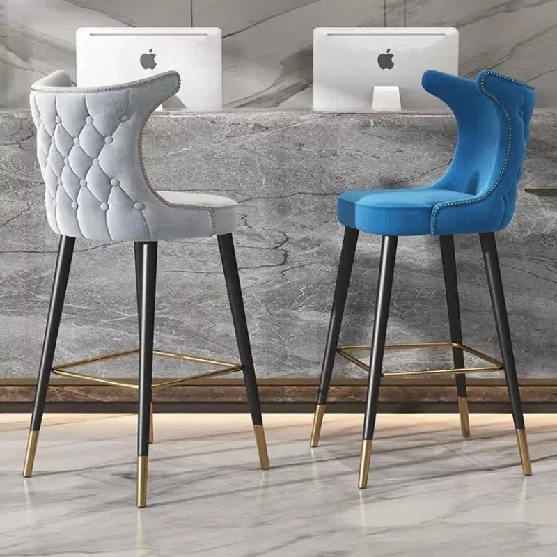 Silla de Bar Nórdica Cómoda, Silla de Barra Alta de Lujo de Madera y Metal, Silla de Barra de Madera Maciza para Interiores, Muebles para el Hogar y la Cocina