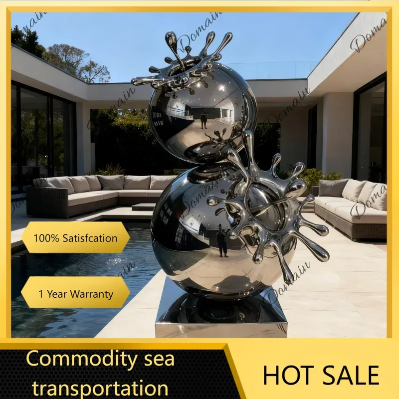 Modern Stainless Steel Splash Combination Ball Sculpture for Hotel Room Living Room Floor Corridor Porch Decorative Art Ball
