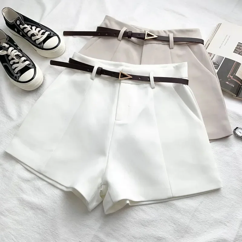 

Casual Women Shorts A Line High Waist 2024 Korean Chic Office Ladies Shorts Fashion Belted Female Summer Shorts