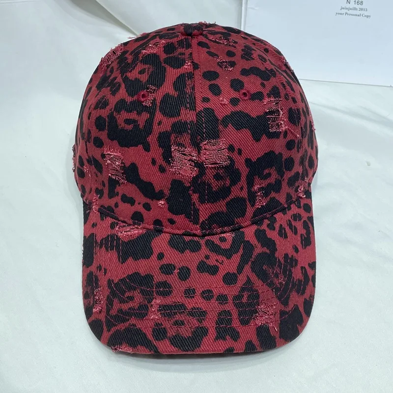 Vintage Leopard Print Hole Baseball Cap Men And Women Show Face Small Casual Soft Cap Visor Tide KJ202410109