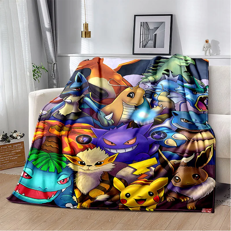 Pokemon Cartoon Cute Soft Plush Blanket,Child Flannel Blanket Throw Blanket for Living Room Bedroom Bed Sofa Picnic Cover Gift