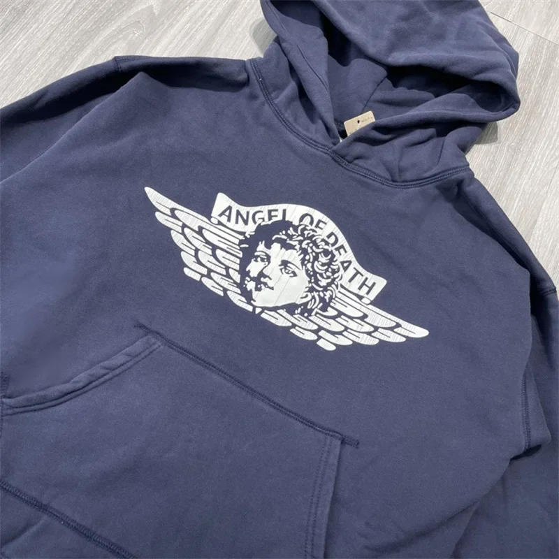 

24ss Oversized SAINT MICHAEL ANGEL Hoodies Best Quality Women Hooded Pullovers Washed Purple Men Clothing