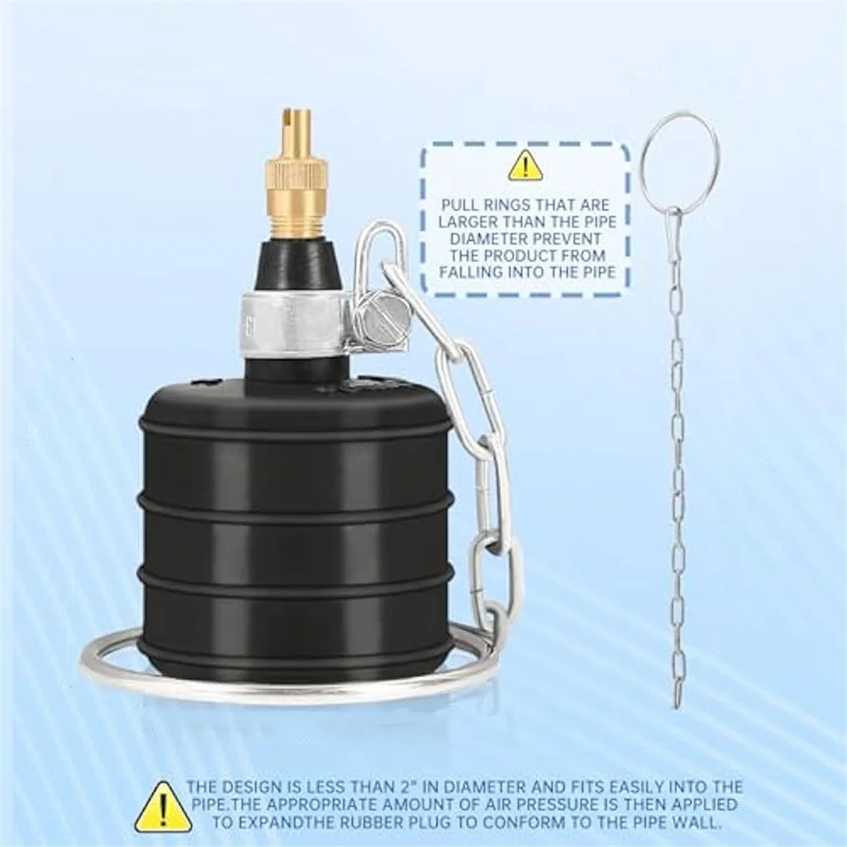 

A002 2-дюймовая пробка для измерительной трубы, пробка для измерения давления трубы, для канализационного слива, обнаружения утечек в ванной комнате, макс. давление надувания 40 фунтов на квадратный дюйм