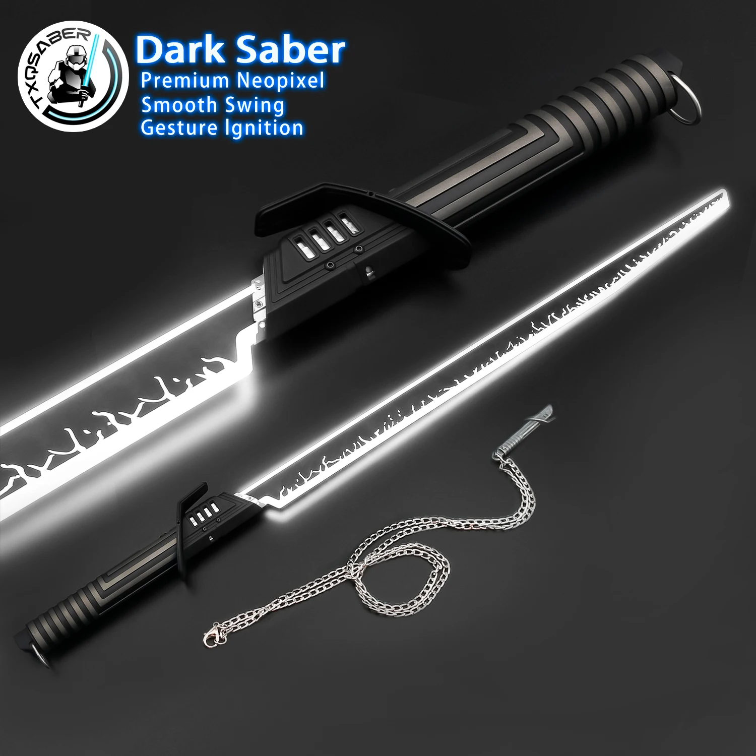 

TXQSABER High Quality Darksaber Replica Lightsaber Metal Hilt Light Sword SNV4 Neo Pixel Heavy Dueling Proffie 2.2 Laser Cosplay