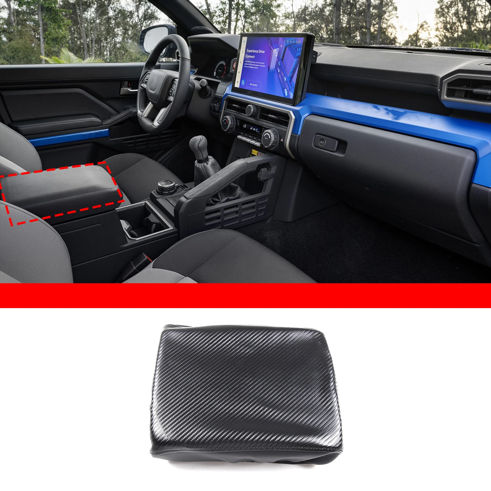 

For Toyota Tacoma 2024 Leather Car Armrest Box Cover Center Console Armrest Protector Pad Trim Car Accessories