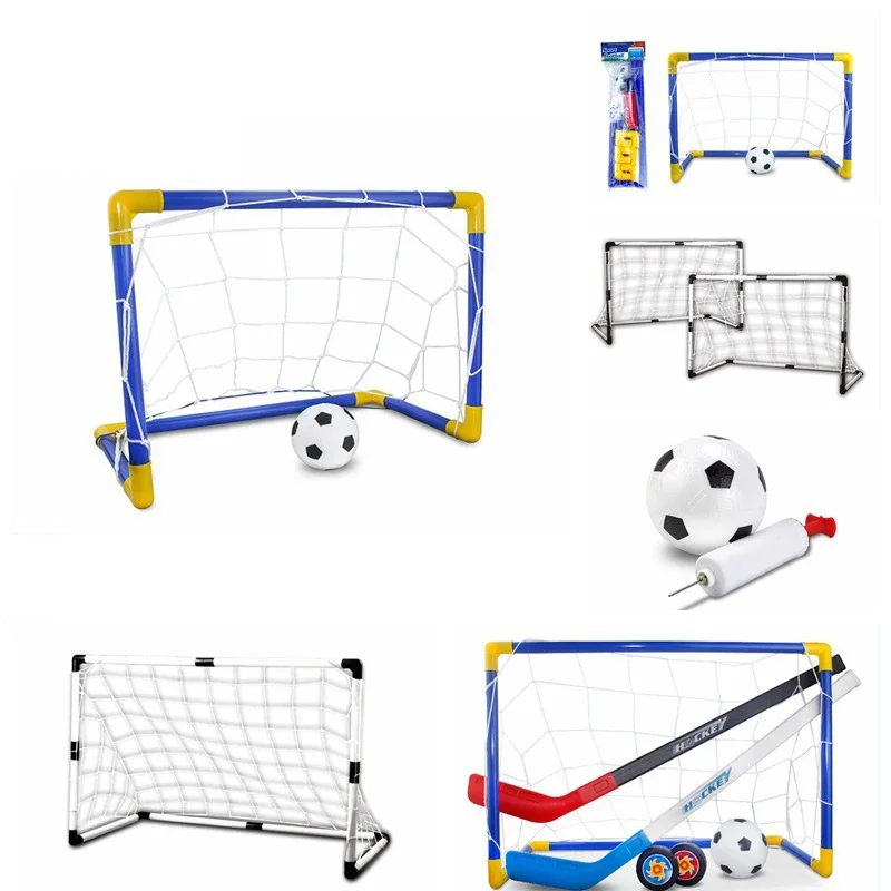 Hockey Goal Set Children's Outdoor Plastic Football Door Ice Hockey Training Toys  DIY Football Frame with Ball Team Sports