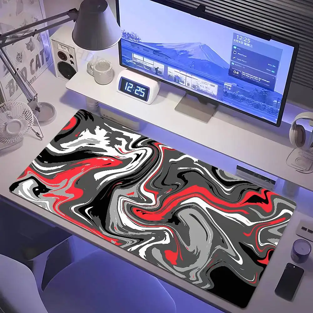 Computer Mouse Pad Strata Liquid Gaming Accessory Mousepad Black White Large Desk Mat Gamer Rubber XXL 50x100 Mause Carpet Run