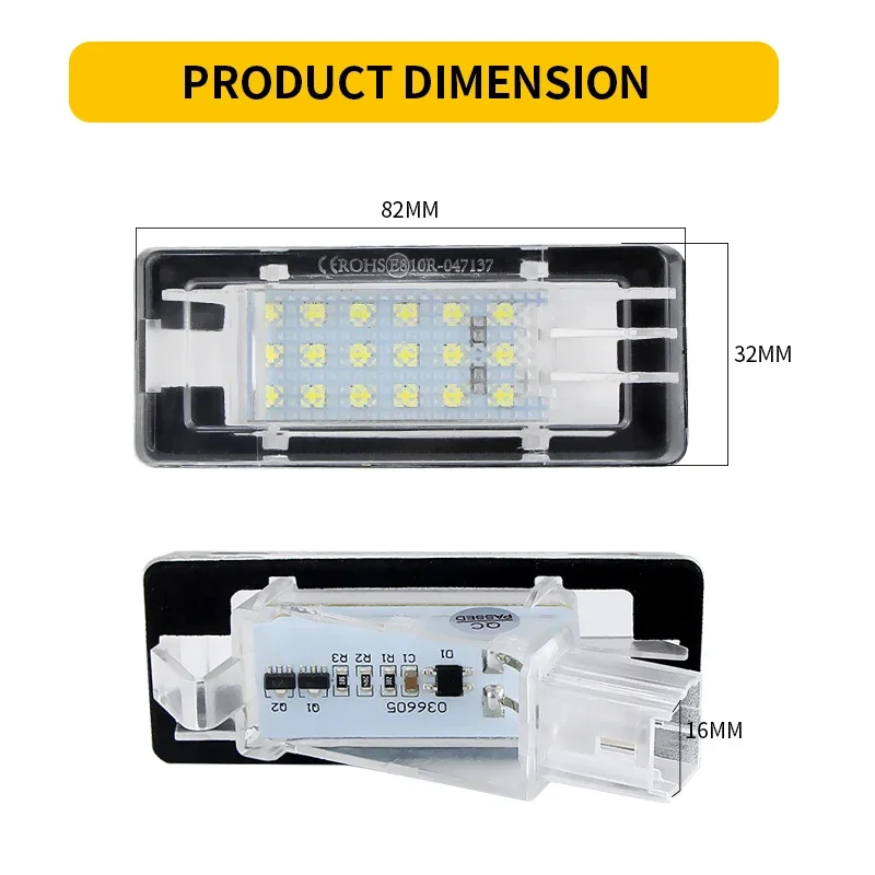 1Pair For Dacia Duster 2010 LED License Plate Light Waterproof High Brightness 12V Car Upgrade Replacement Number Plate Lamp